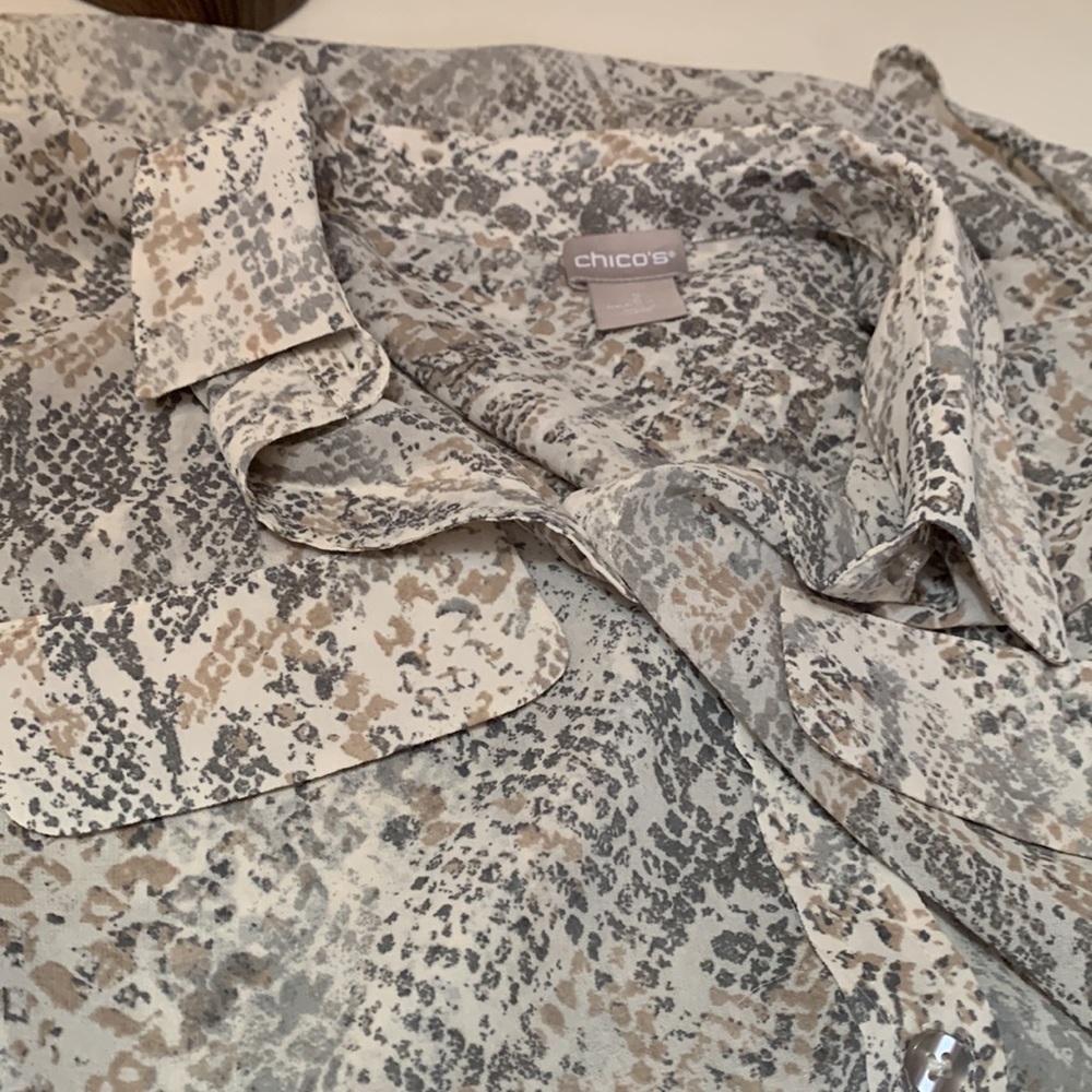Chico’s Python Print Sheer Button Down Blouse - image 6